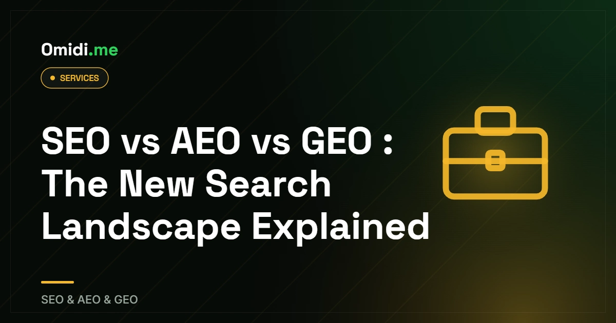 SEO vs AEO vs GEO: The New Search Landscape Explained (2026) / omidi.me